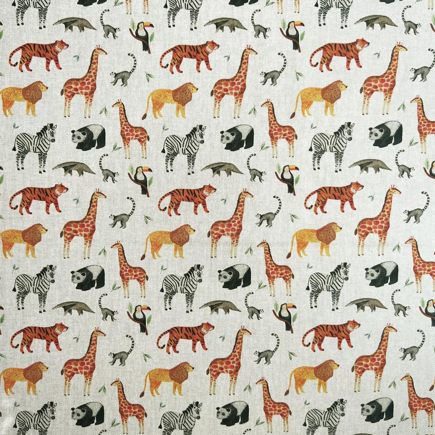 BAWEŁNIANA TKANINA NATURALNY WZÓR SAFARI DO RĘKODZIELA I PATCHWORKU