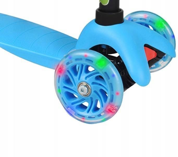 HULAJNOGA TRÓJKOŁOWA DLA DZIECI TOBBI-TOYS BALANSOWA KOŁA LED NIEBIESKA Liczba kół 3