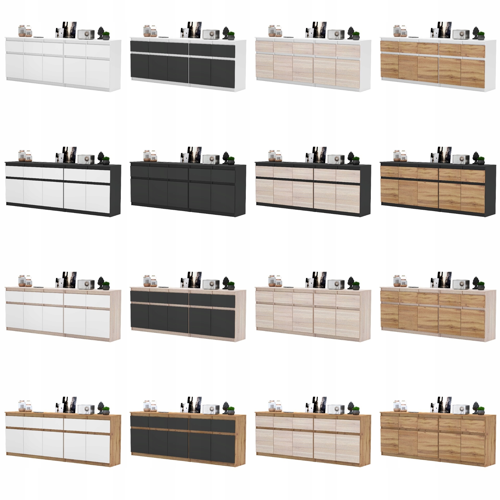 Komoda SONOMA/BIAŁY 5 szuflad 5 drzwi Duża Komoda 200 cm ZESTAW do Salonu EAN (GTIN) 5906301891185