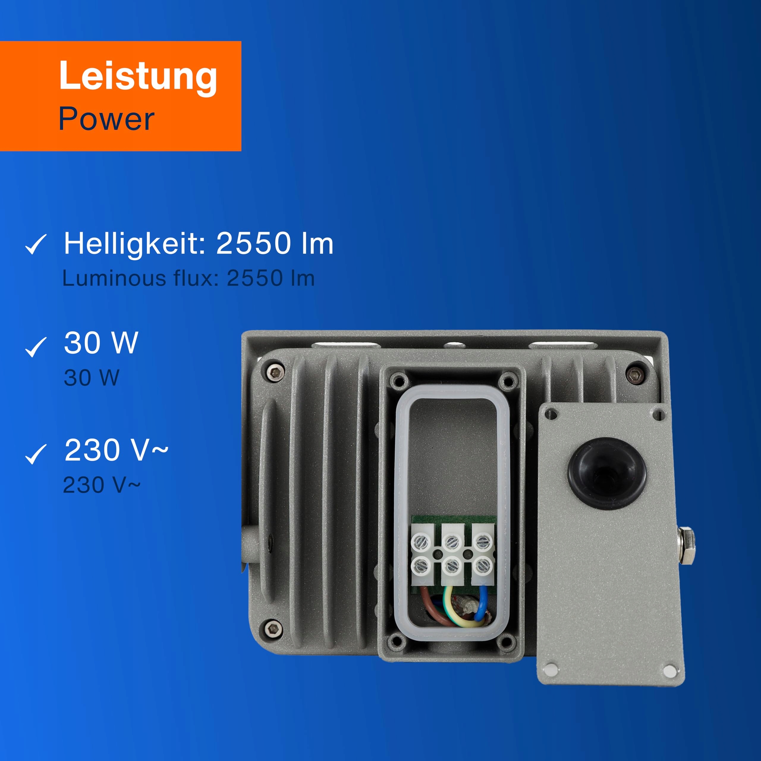 Lampa Zewnętrzna Ścienna LED Czujnik Ruchu 30W 2550lm IP44 Srebrna REV — miniatura 7