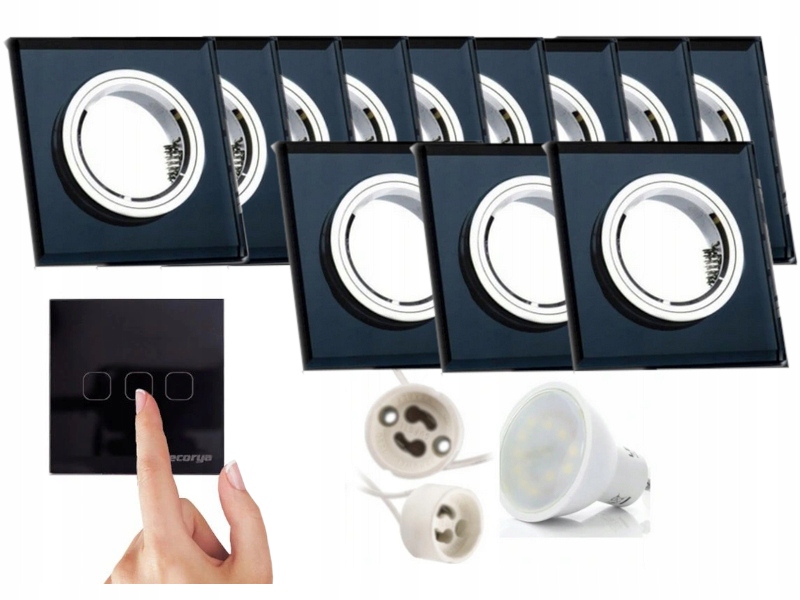 Sada 12 x objímek Halogenové lampy spínač Led žárovky Hotová sada