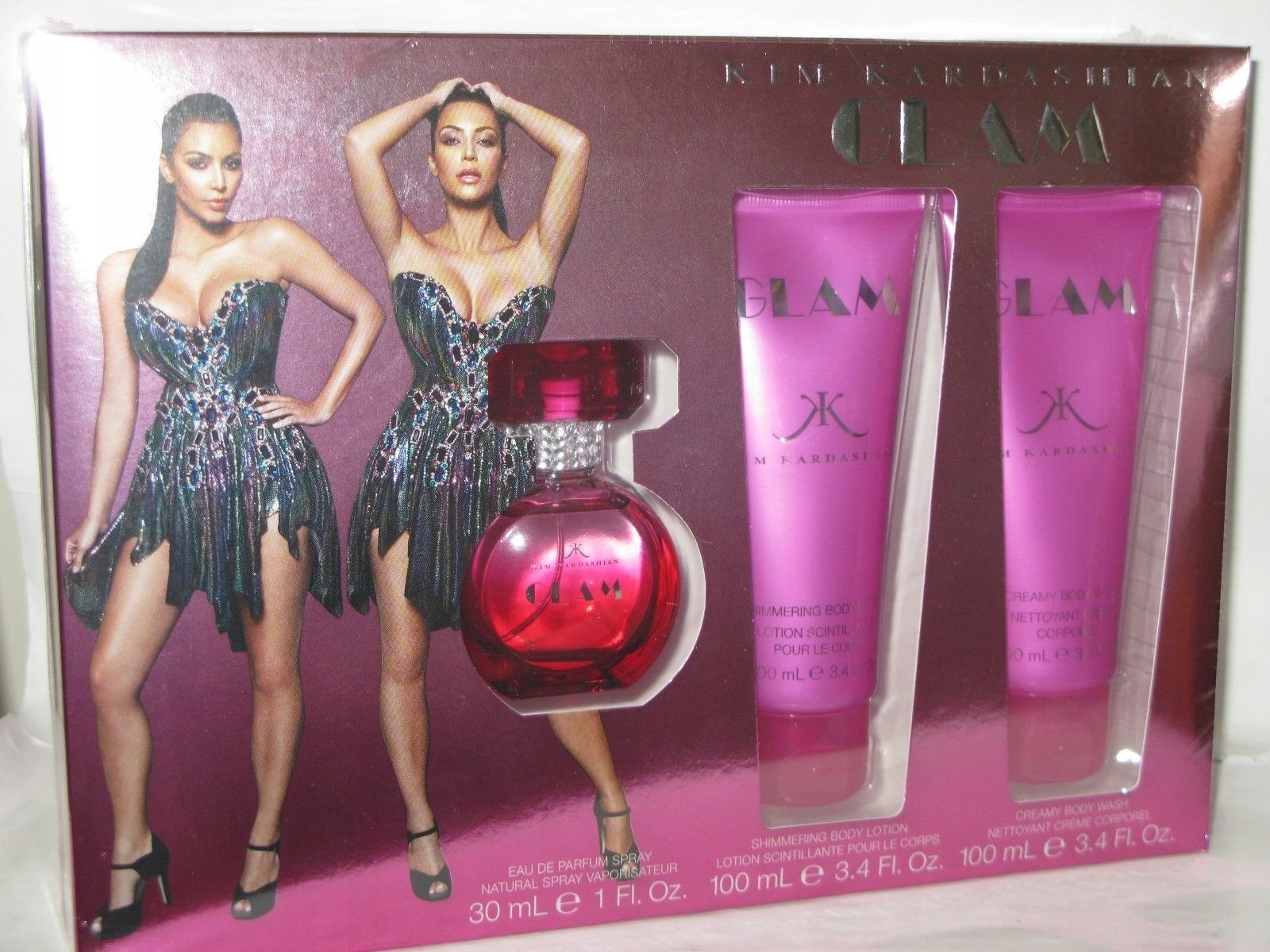 Zestaw Kim Kardashian Glam Edp 30ml, balsam do ciała, krem myjący Unikat!