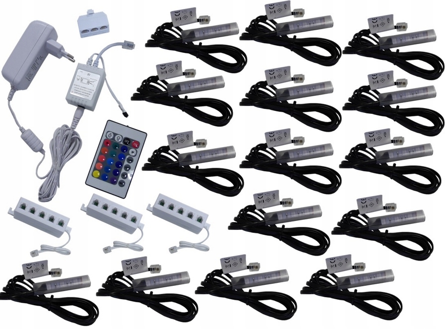 15 x Rgb Led klipy pro polic skla, klip Komplet