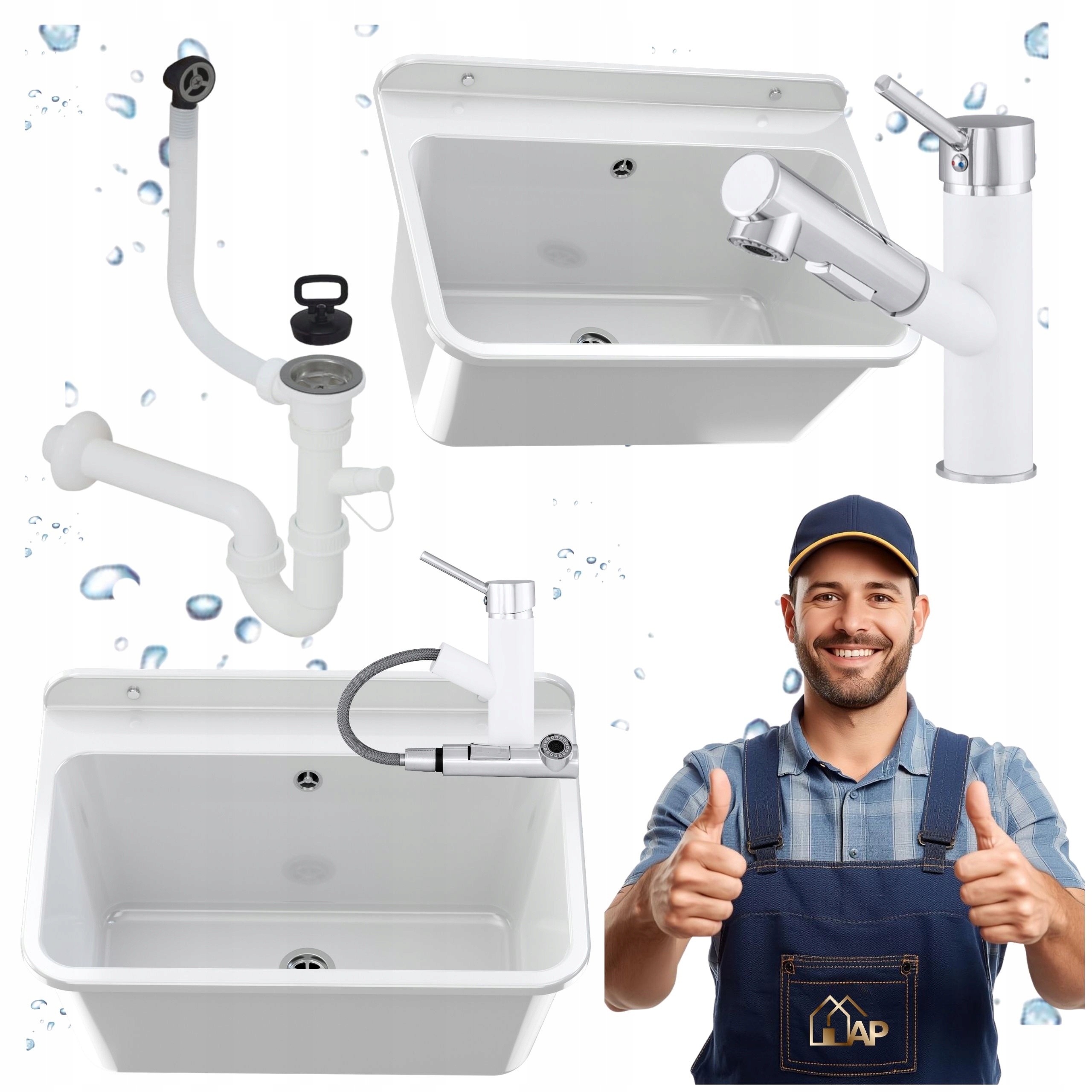 Ekonomický dřez Komora Bílá Baterie Vytahovací Prádelna Kotelna