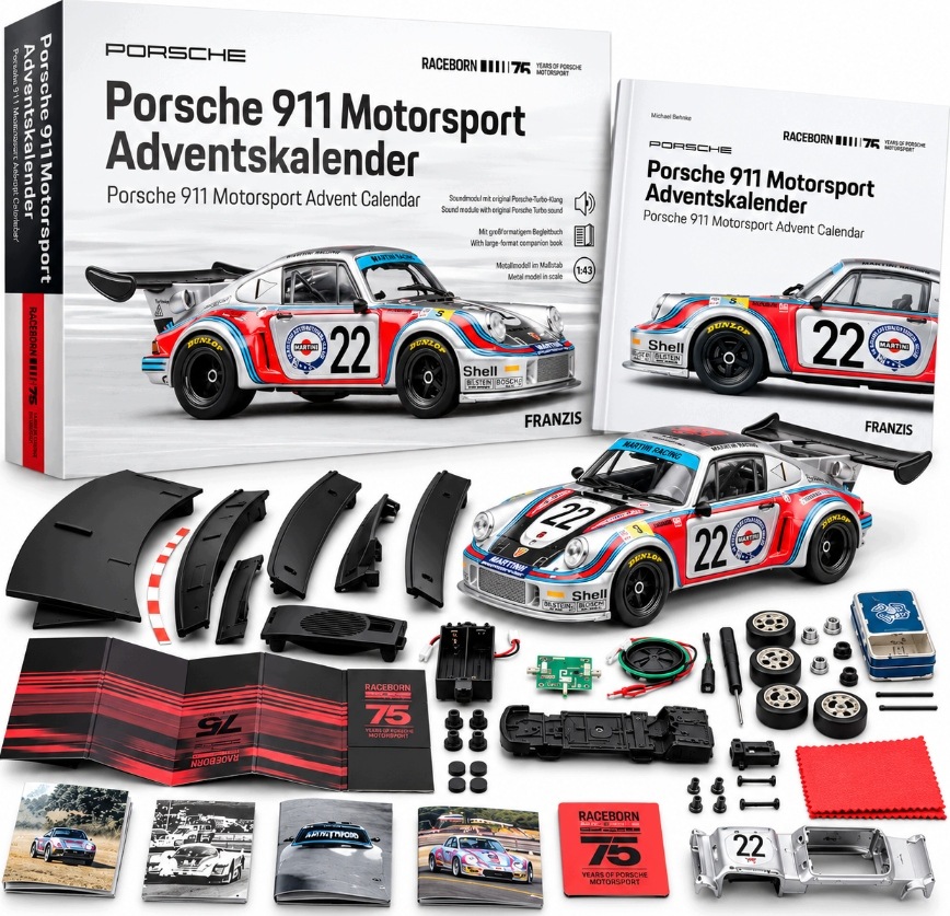 Porsche 911 Motorsport Adventní kalendář Franzis 1:43 Martini Racing #22