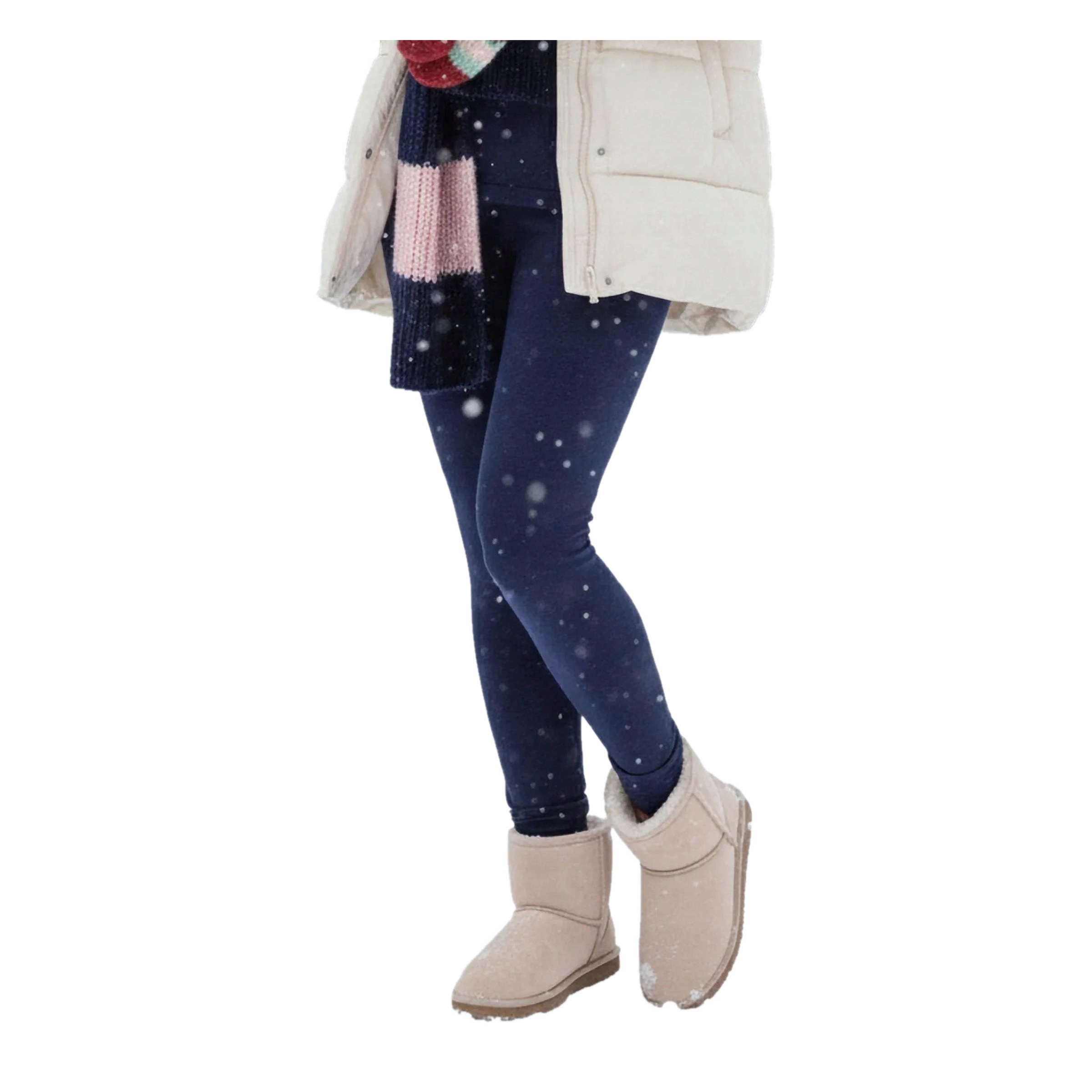 Legginsy damskie ocieplane termiczne Hot Touch z gumą w pasie granatowe S