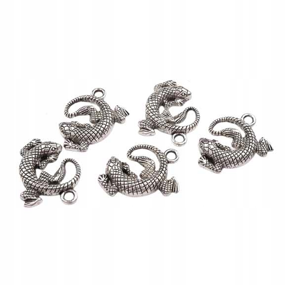 Zawieszka metalowa jaszczurka 25x25mm 5 szt