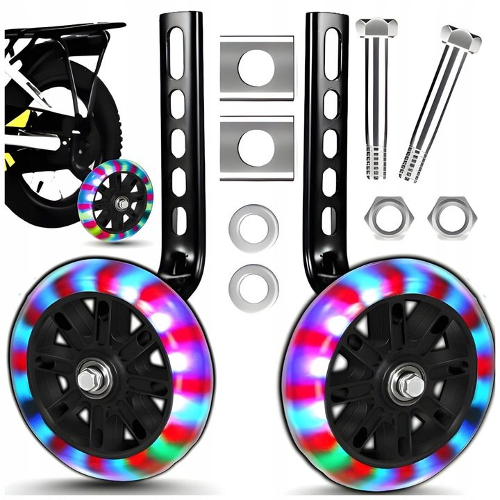 KÓŁKA BOCZNE DO ROWERU DZIECIĘCEGO DIODY LED KOŁA ROWEROWE ŚWIECĄCE 12-16