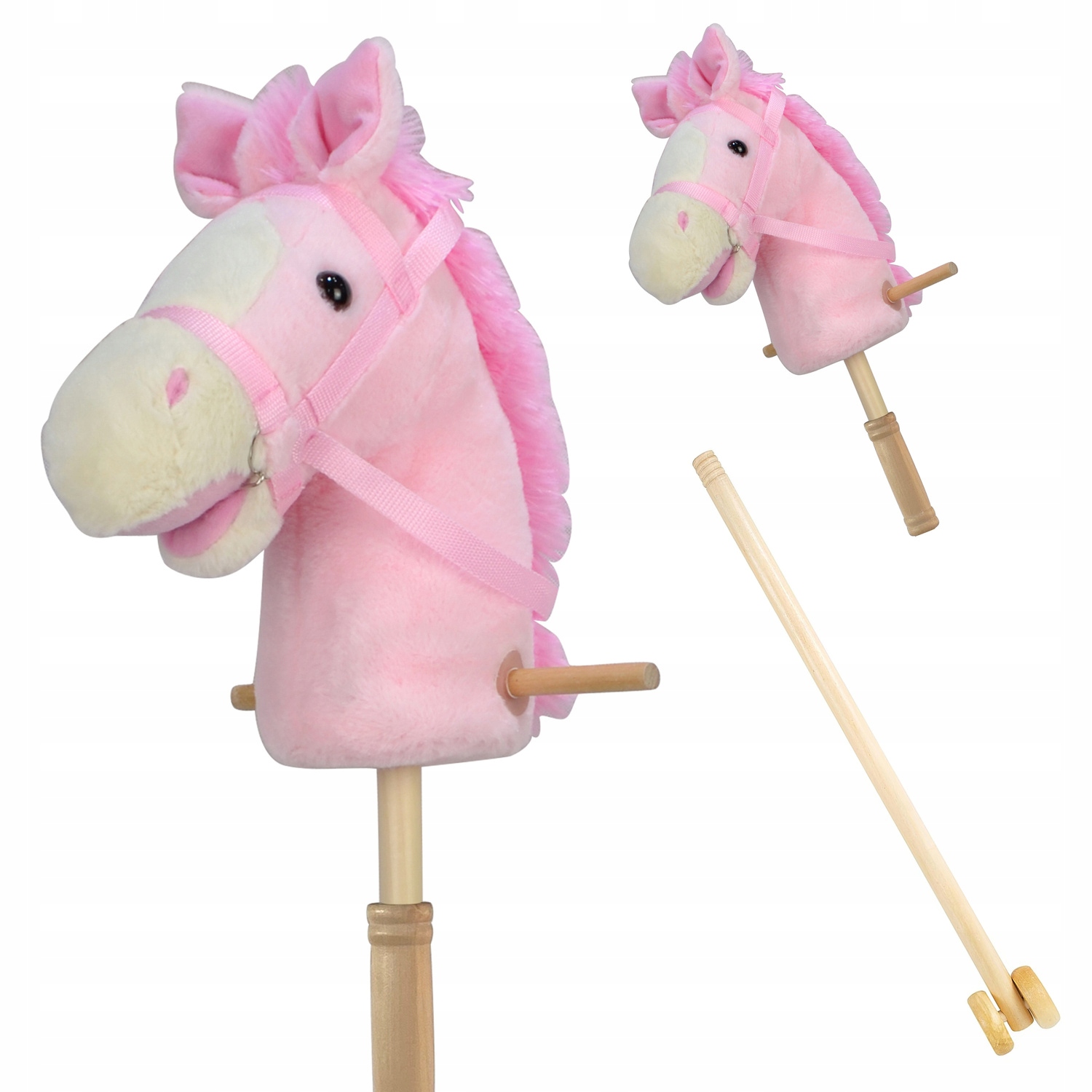 HOBBY HORSE GŁOWA KONIA NA KIJU Z KÓŁKAMI ORAZ DŹWIĘKIEM RÓŻOWY EAN (GTIN) 5903631458347