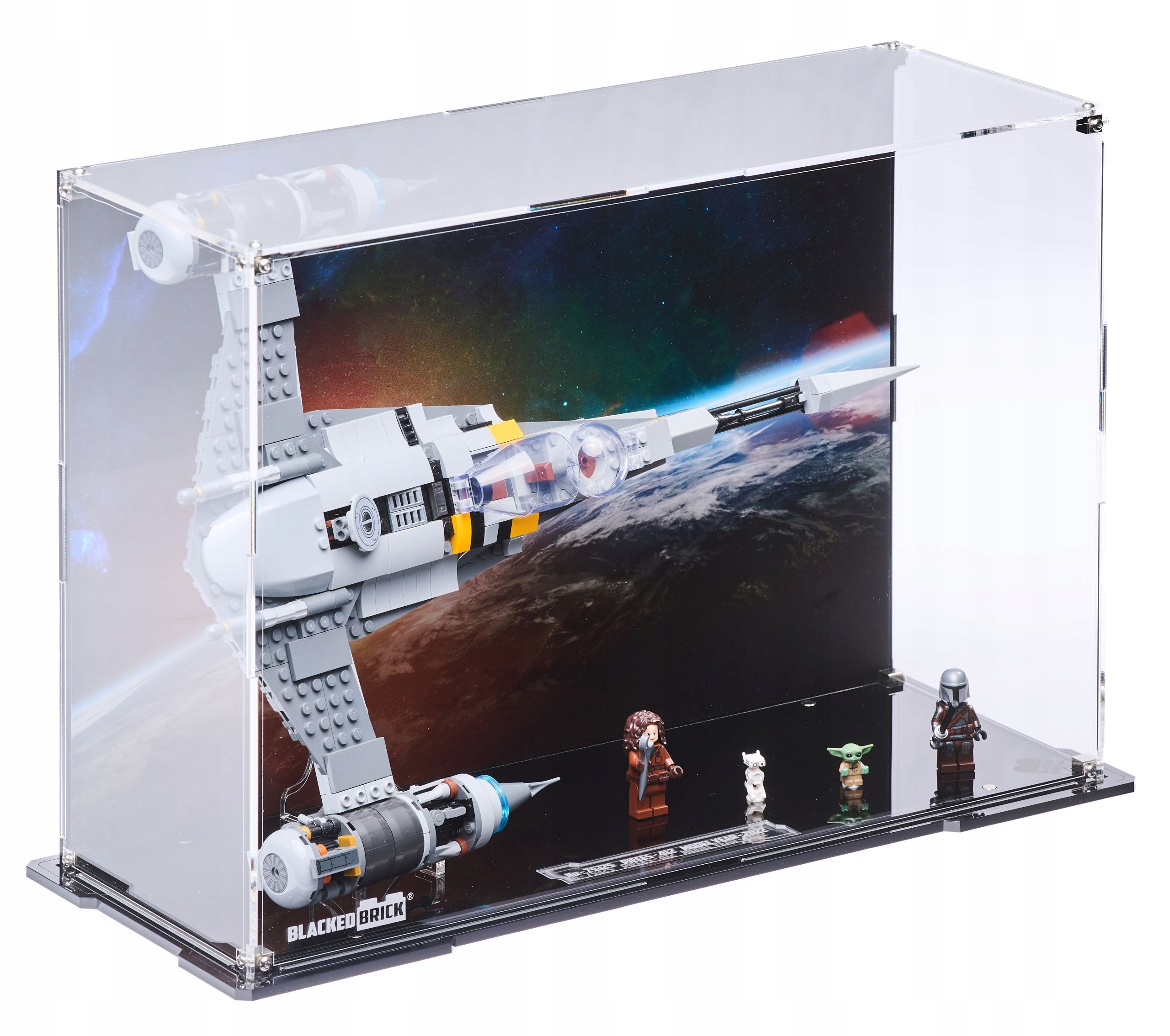 Vitrína s pozadím Blacked Brick pre Lego Star Wars 75325 Stíhačka N-1