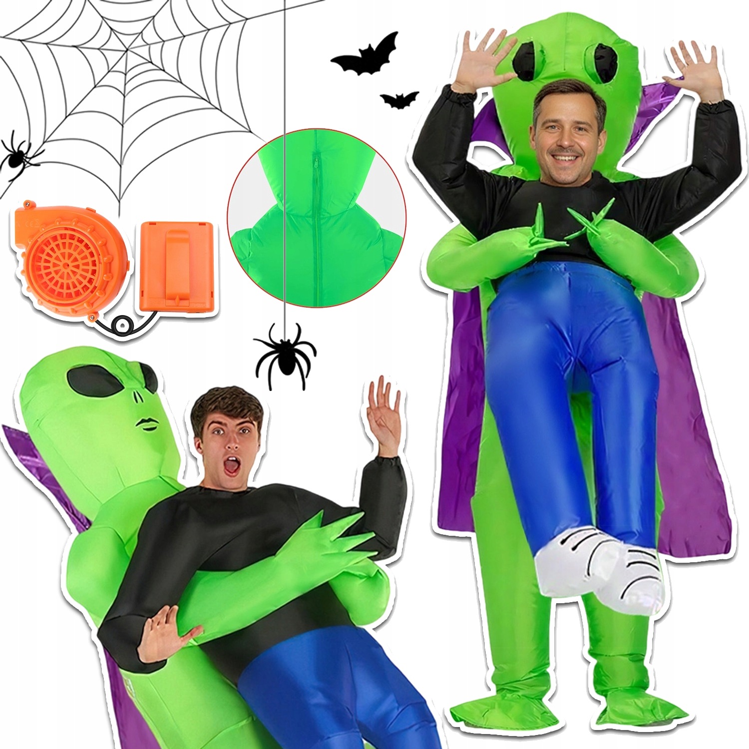 Kostým Alien Ufo Mimozemšťan Nafukovací Převlek Kostým Halloween Samonafukovací