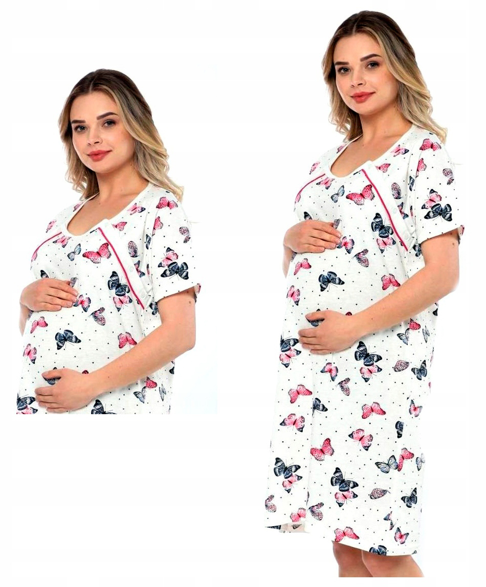 KOSZULA CIĄŻOWA DO KARMIENIA I PORODU BAWEŁNIANA ROZPINANA KARMIĄCYCH L