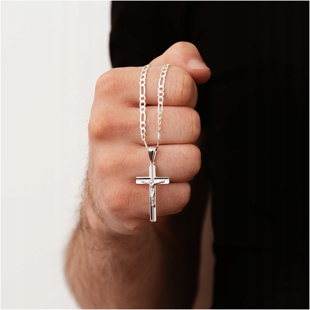 Krzyżyk srebrny męski z Jezusem FREZOWANY rodowany srebro 925 Kod producenta krzyżyk męski srebro 925 RZ0054#R