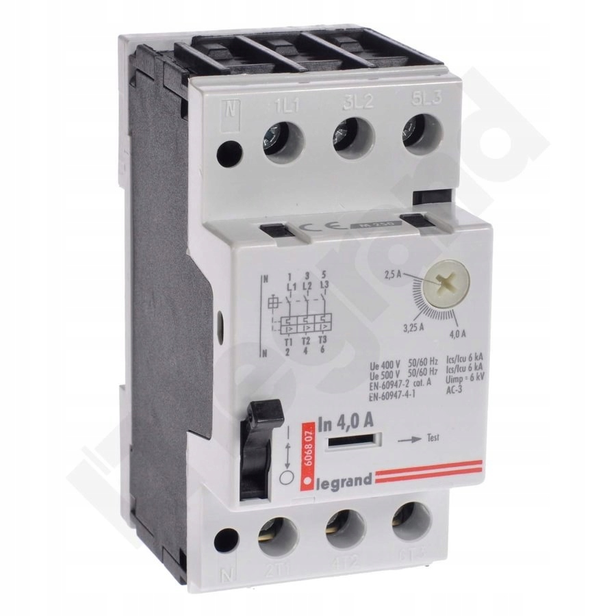 Motorový spínač s termickým a elektromagnetickým spouštěčem s dráhou n