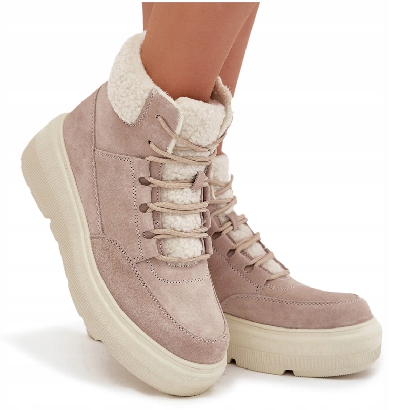 Sněhule Semišové S Kožíškem Platforma Vinceza 95354 Béžové 36