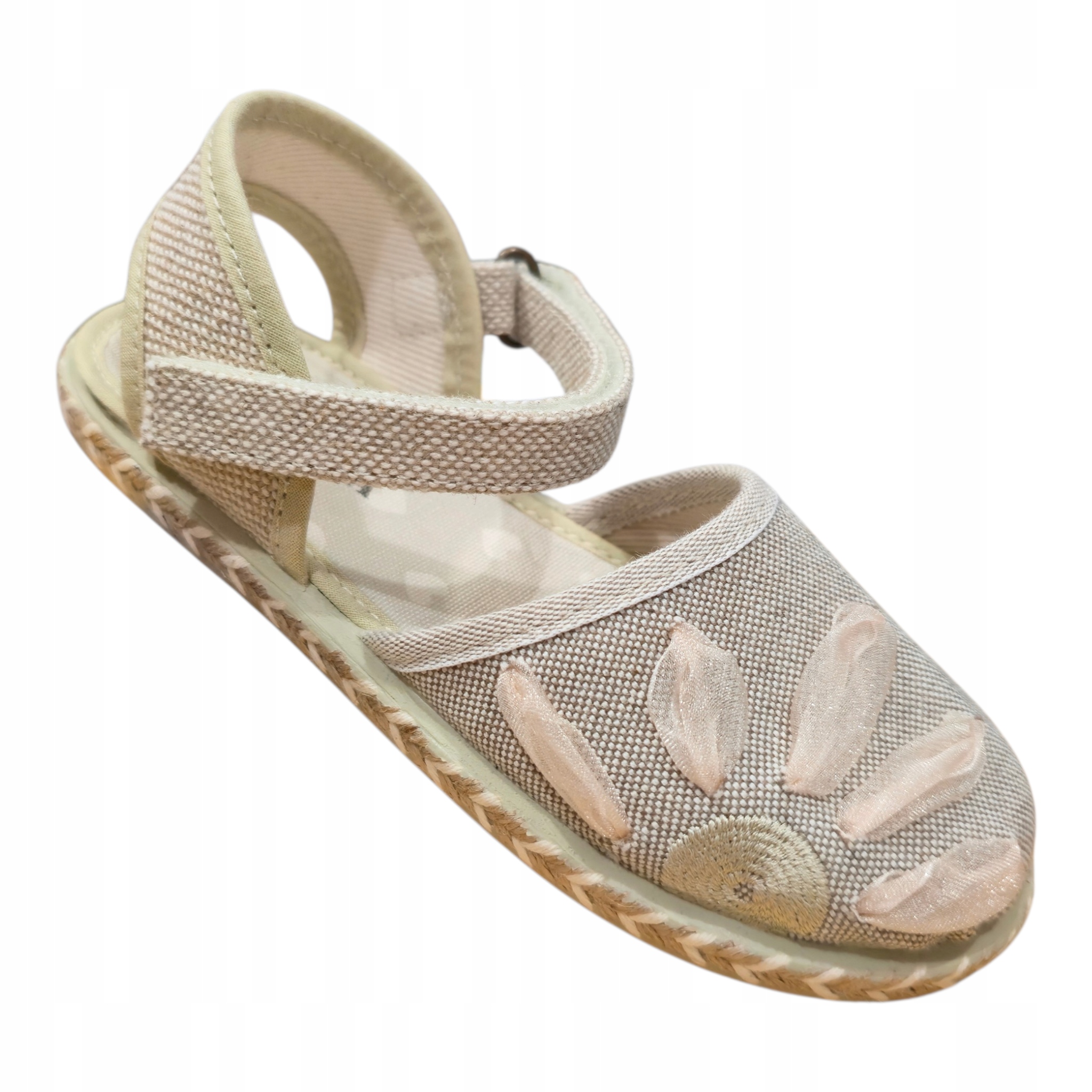 Laazaria Sandałki Dziewczęce Materiałowe Espadryle Beżowe Made In Spain 34