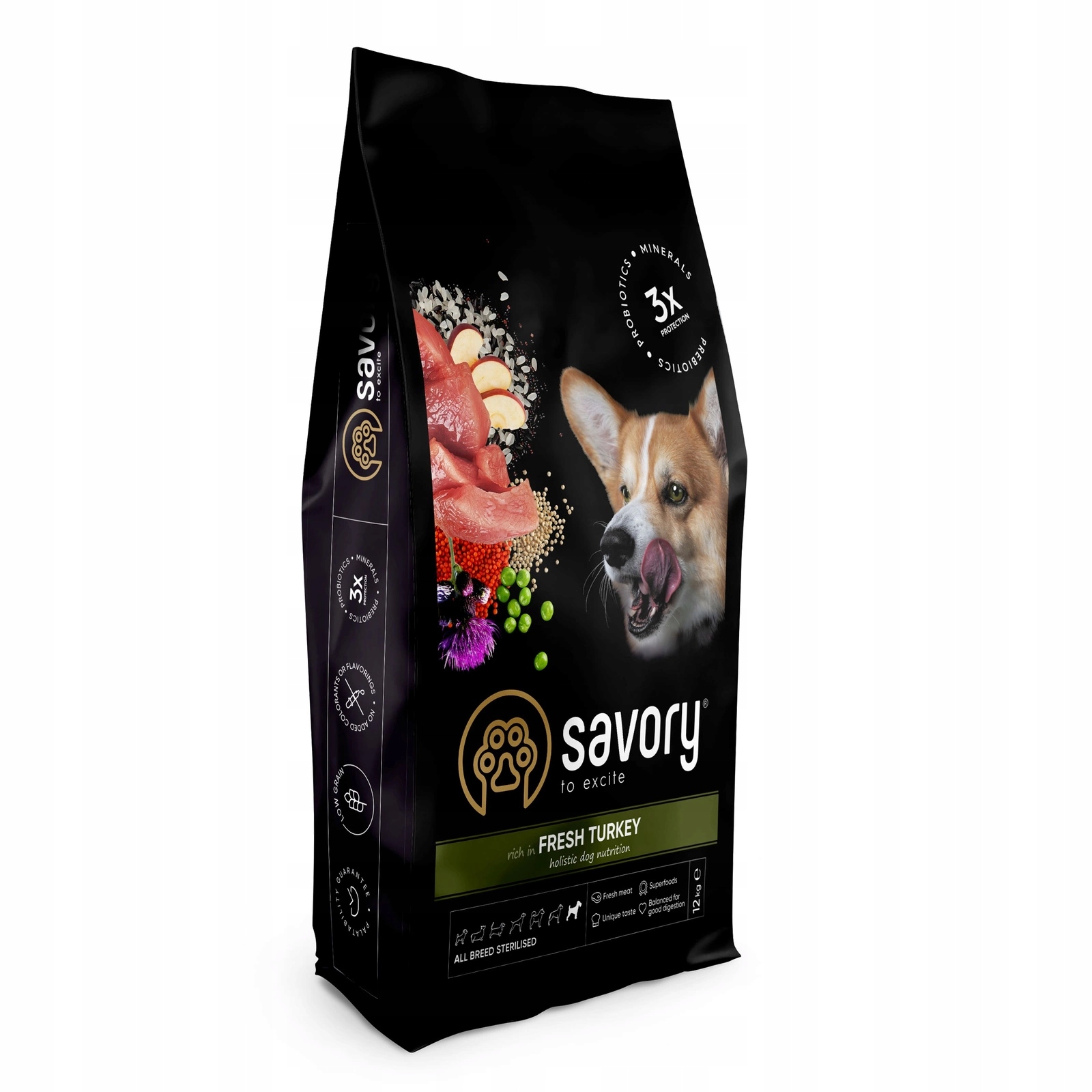 Levně Savory suché krmivo pro sterilizované psy všech plemen – krůta, 12 kg