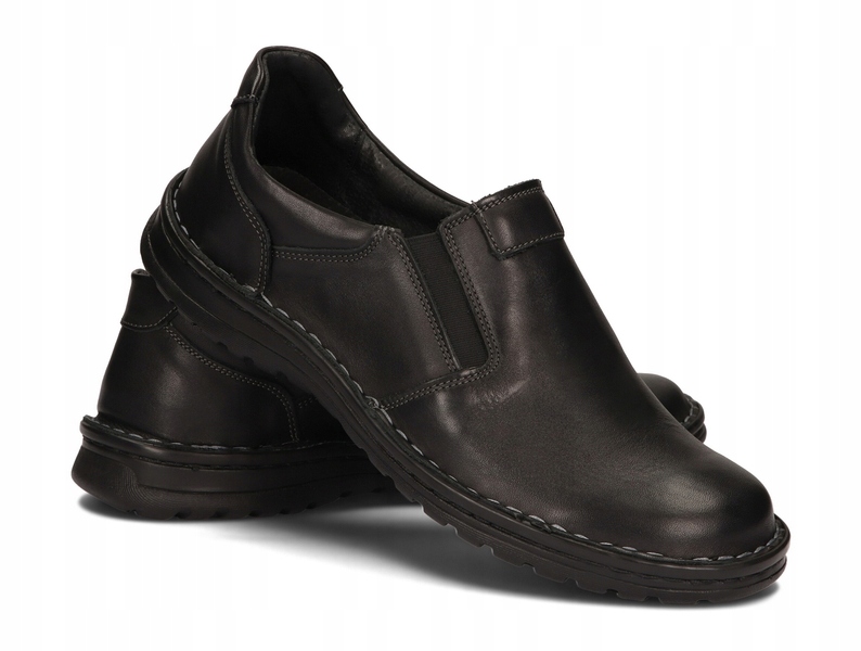 Mokasyny Buty Męskie Skóra Naturalna Szerokie Eleganckie 515 Czarny 46 Model MOKASYN