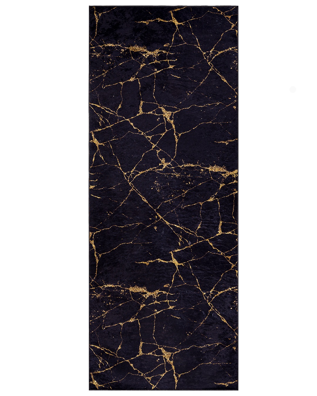 Koberec do kuchyně černo-zlatý koberec běhoun 80x200 cm mramorový glamour moderní
