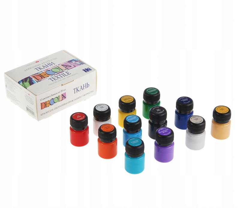 Barvy na textil oblečení triček sada 12x20ml Farb
