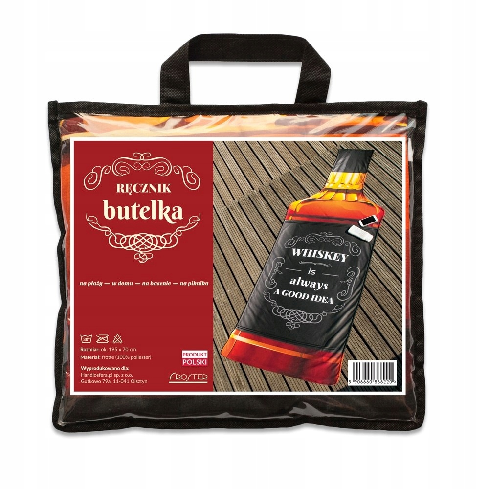RĘCZNIK PLAŻOWY KĄPIELOWY NA PLAŻĘ BASEN WHISKY Cechy dodatkowe na prezent