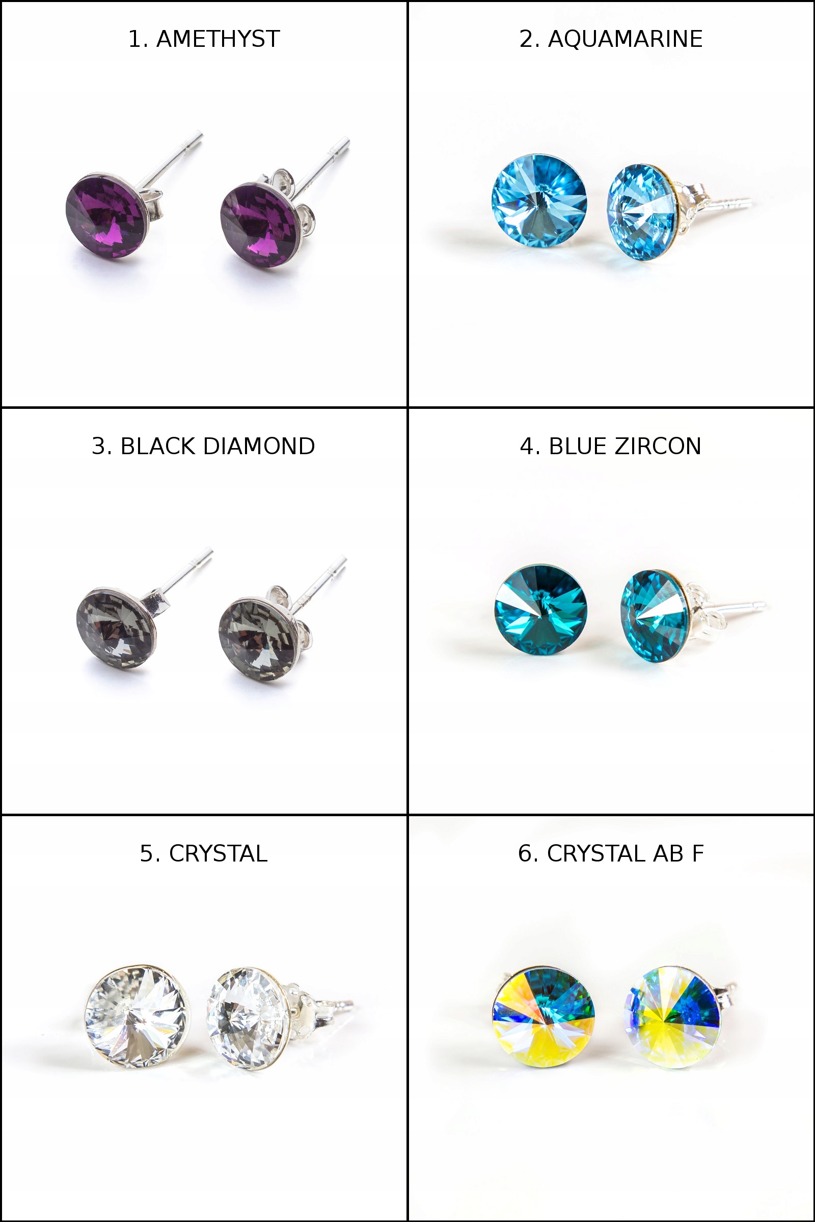 Srebrne Kolczyki z Kryształami Swarovski Rivoli 6 Marka GemSilver