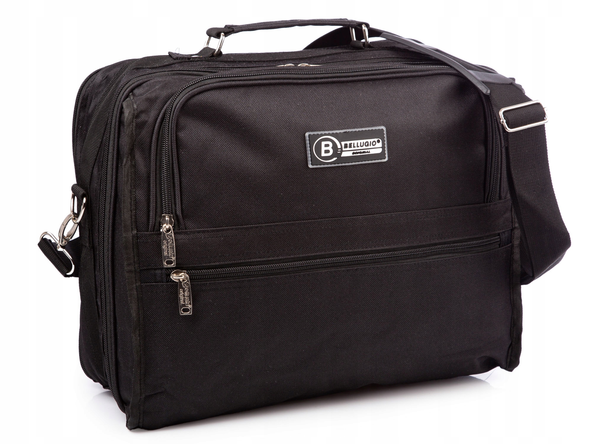 Velká pánská taška, černá, 3-komorová, látková, do práce, aktovka, formát A4