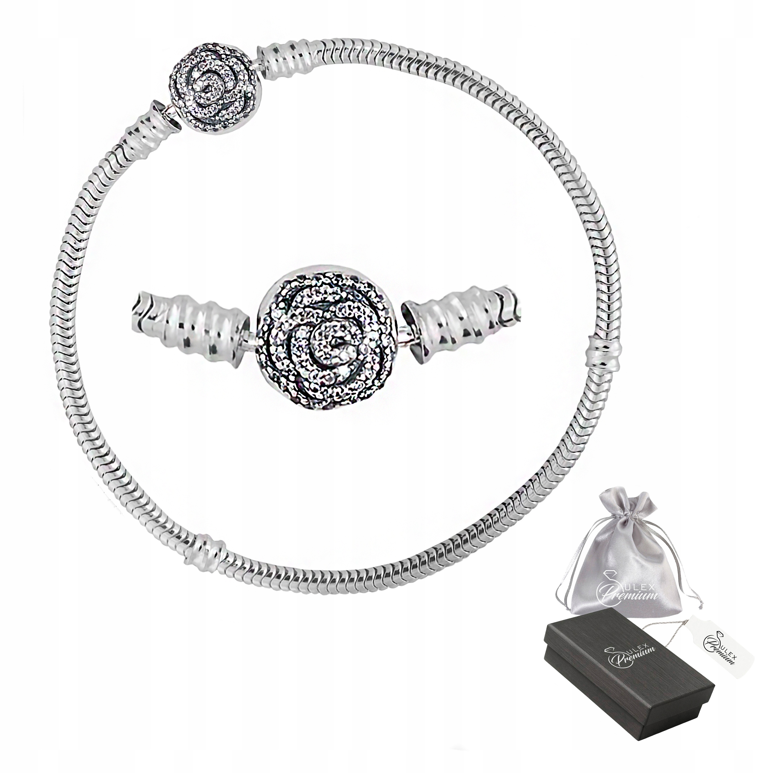 Modulární náramek Růže stříbro 925 Základna pro přívěsky pro ni 23 cm