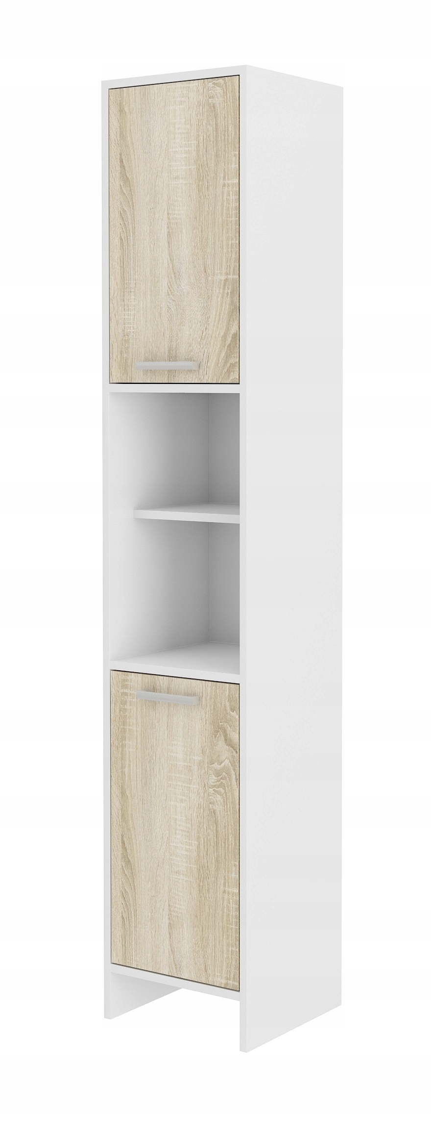 Koupelnová skříňka sloupek, úzká skříňka do koupelny. Bílá dub sonoma