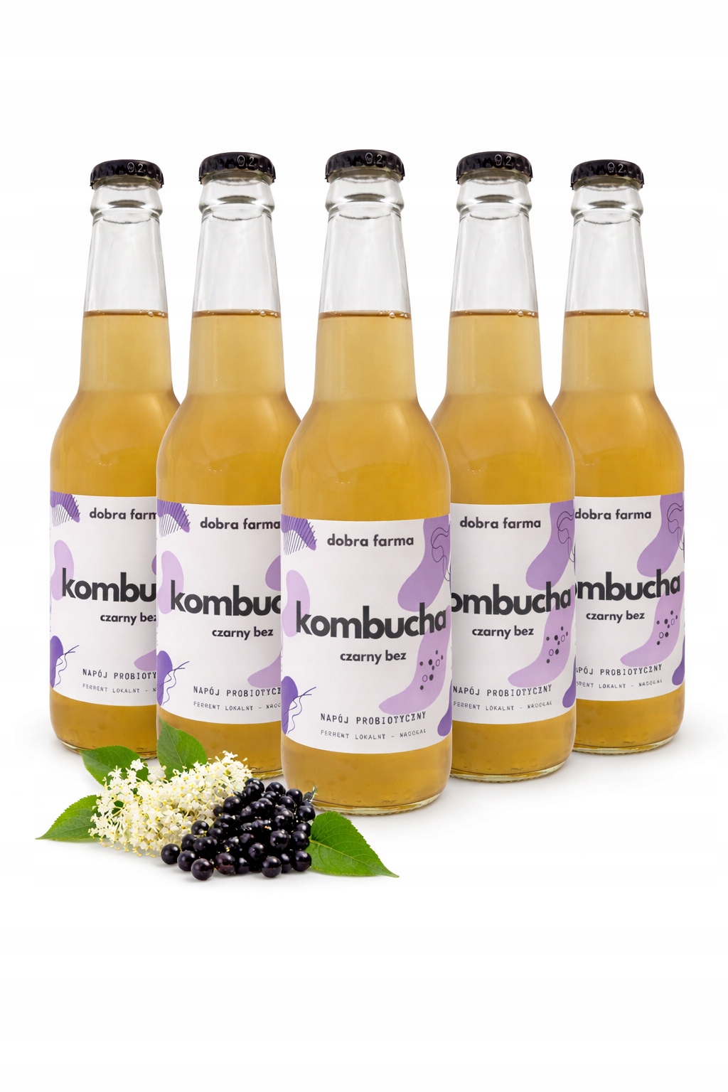 Kombucha sada 5 ks Černý Bez 330 ml