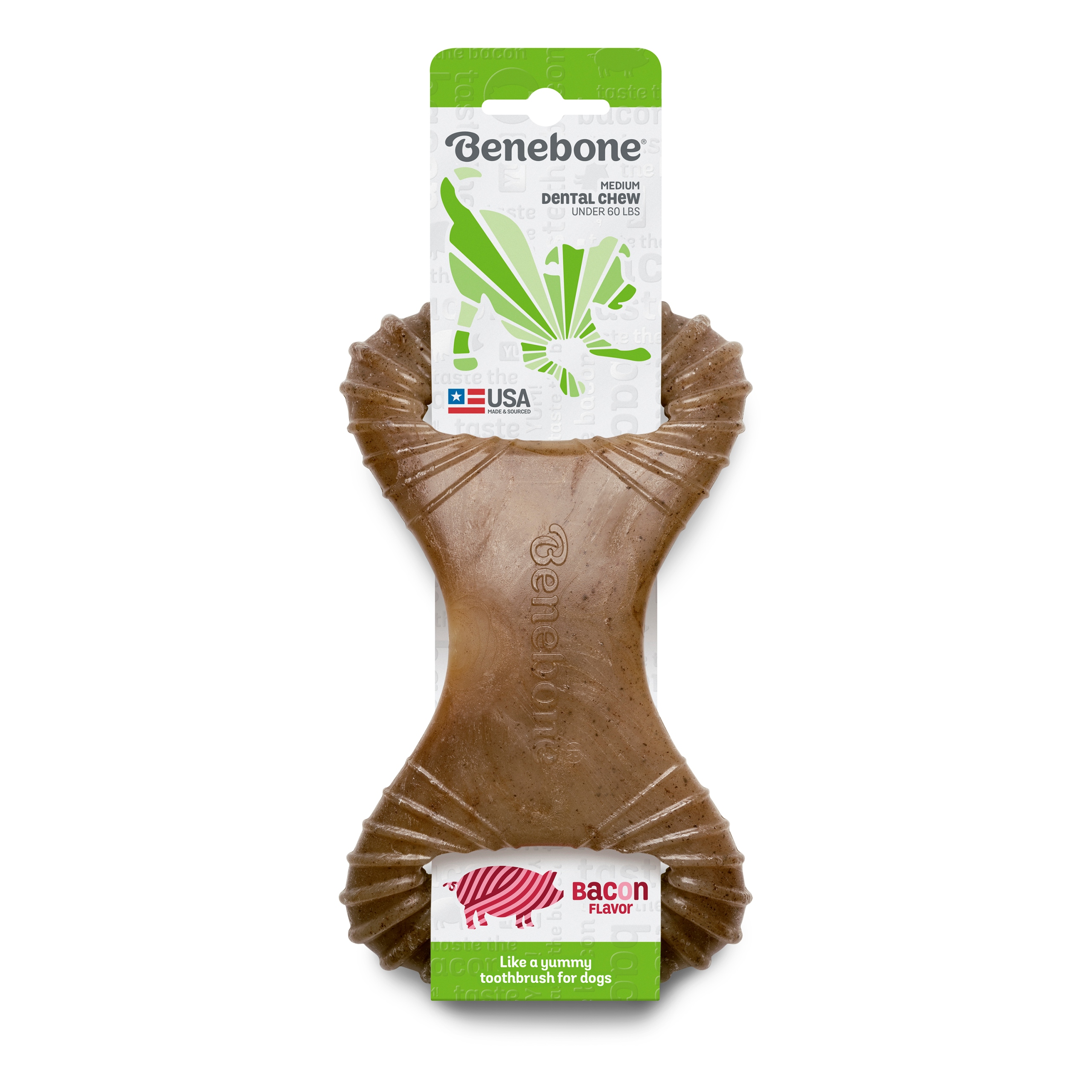 Benebone odolné kousátko pro psy a psy slanina M 235 g