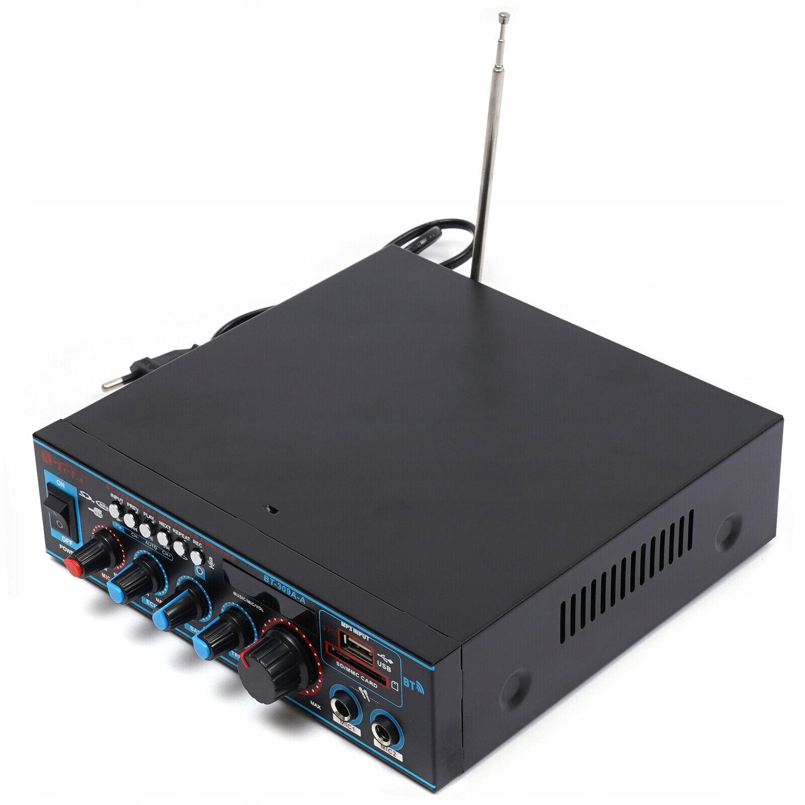 Wzmacniacz HIFI bluetooth BT-309A z pilotem 220V Kolor czarny