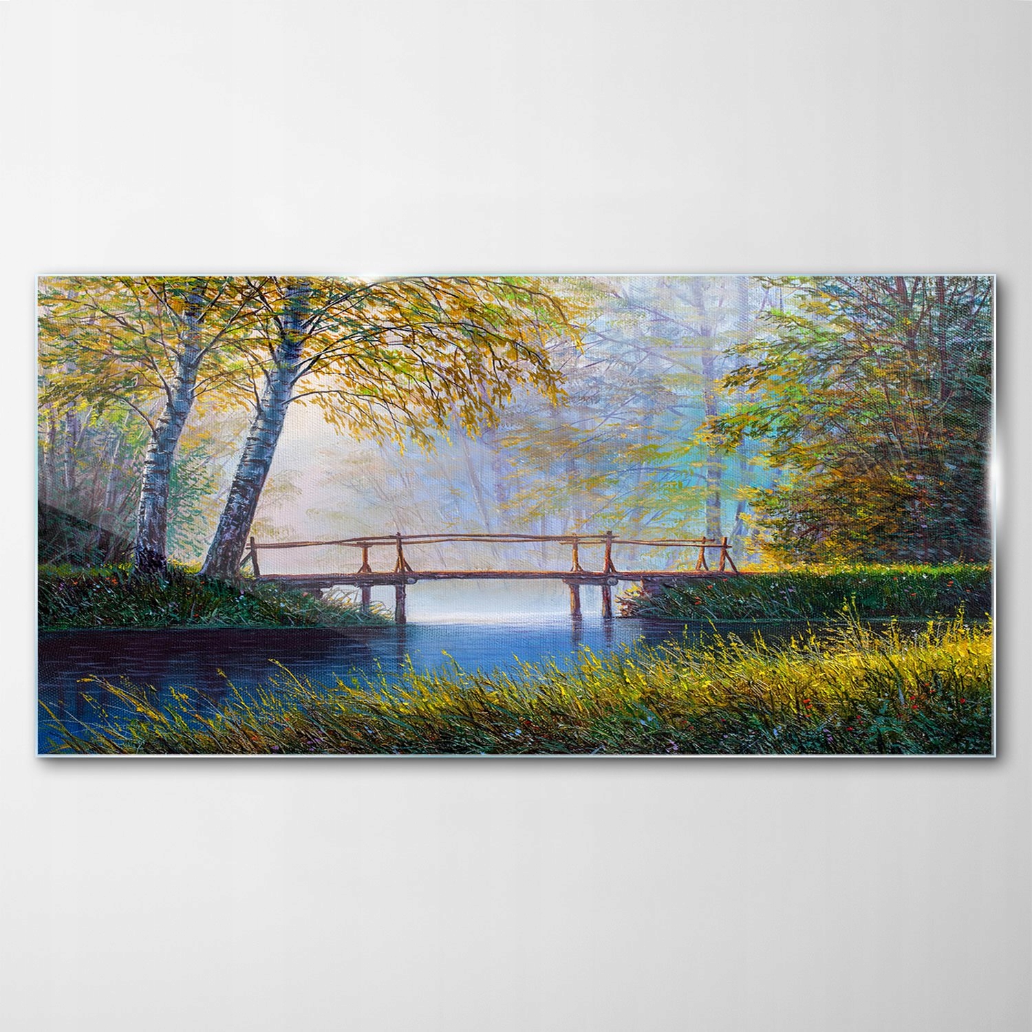 

Obraz na Szkle Dekor Krajobraz Most Jezioro 140x70