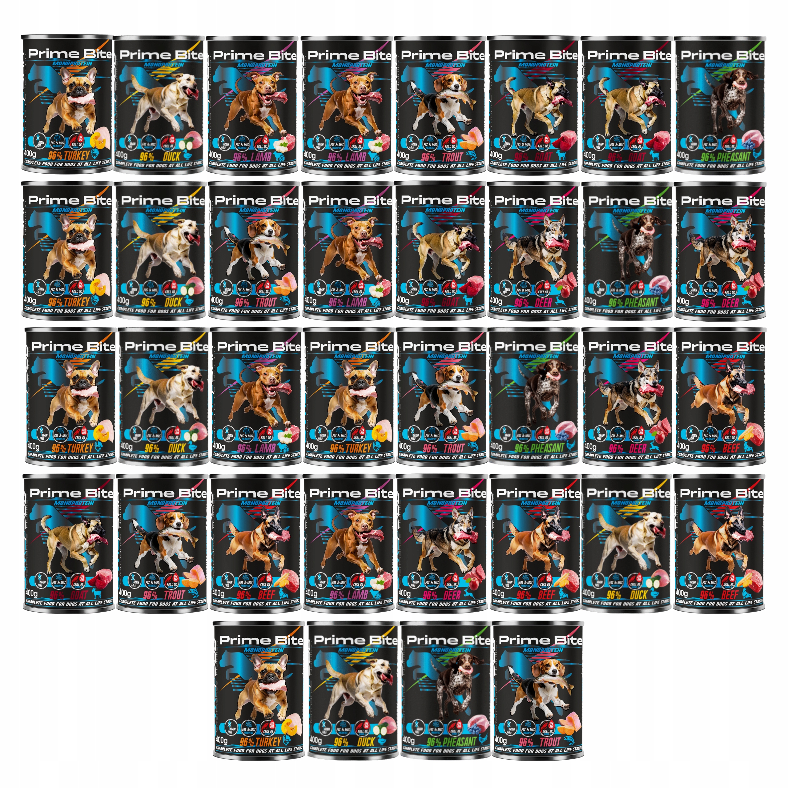 Levně Game Dog Prime Bite Monoprotein vlhké krmivo pro psy mix chutí 36 x 400 g