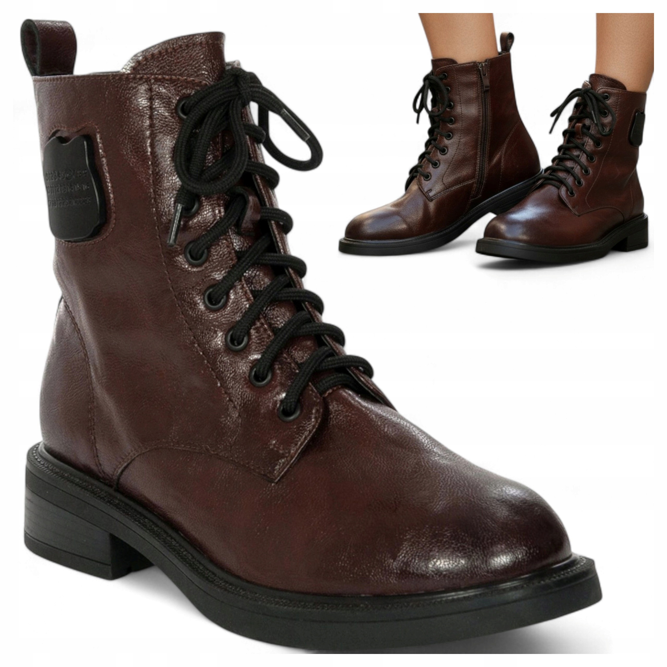 Dámské kotníkové boty Kožené Maciejka 39 Elegantní podzimní kotníkové boty Zateplené