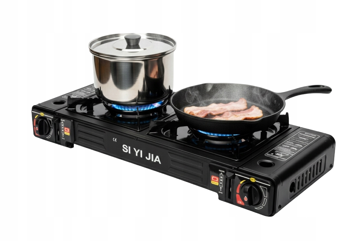 Přenosný Plynový Vařič Dvojitý Kempingový 2 Hořáky Na Plynové Kartuše