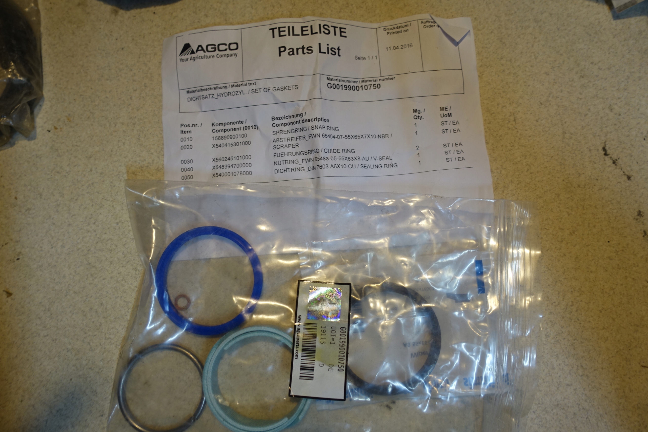 430DI01990010750 - Комплект прокладок Fendt Farmer для погрузчика