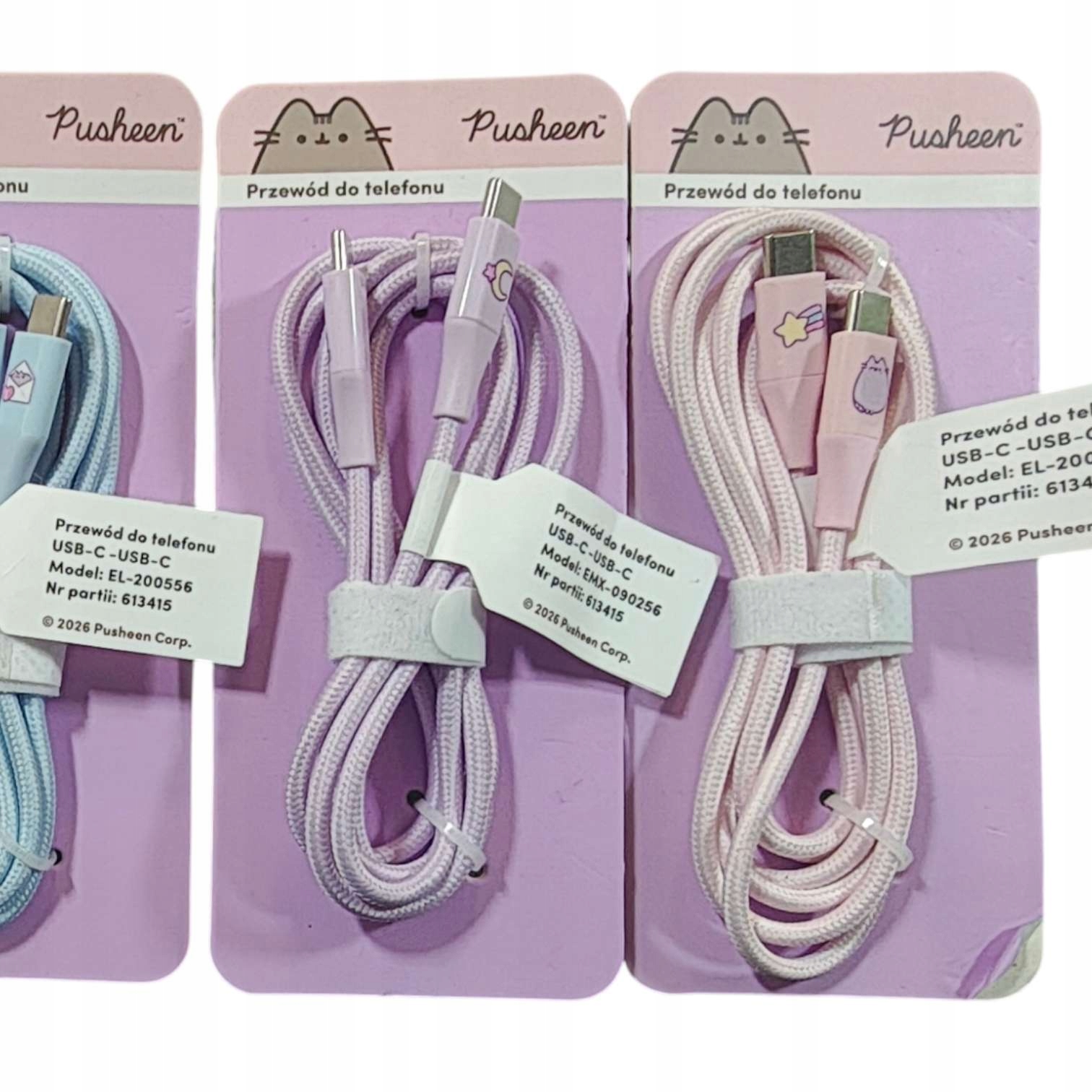 Kabel Pusheen USB - USB typ C 1,5 m różowy