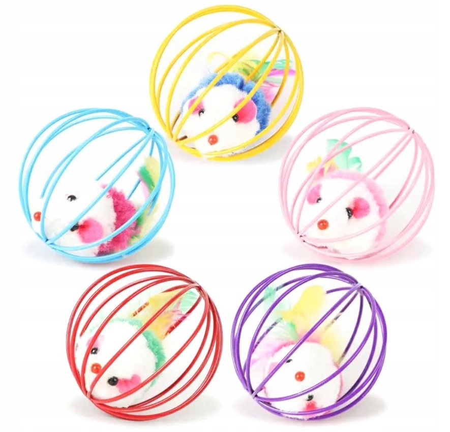 ZABAWKA DLA KOTA MYSZKA PIŁKA Z GRZECHOTKĄ PIÓRKA Marka Dogsy