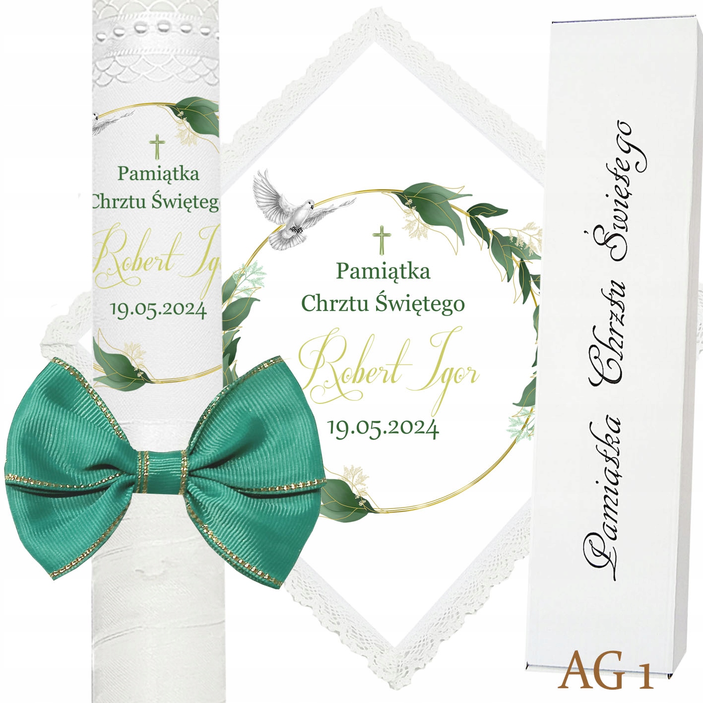 ŚWIECA NA CHRZEST SZATKA DO CHRZTU dla chłopca dziewczynki Marka inna marka