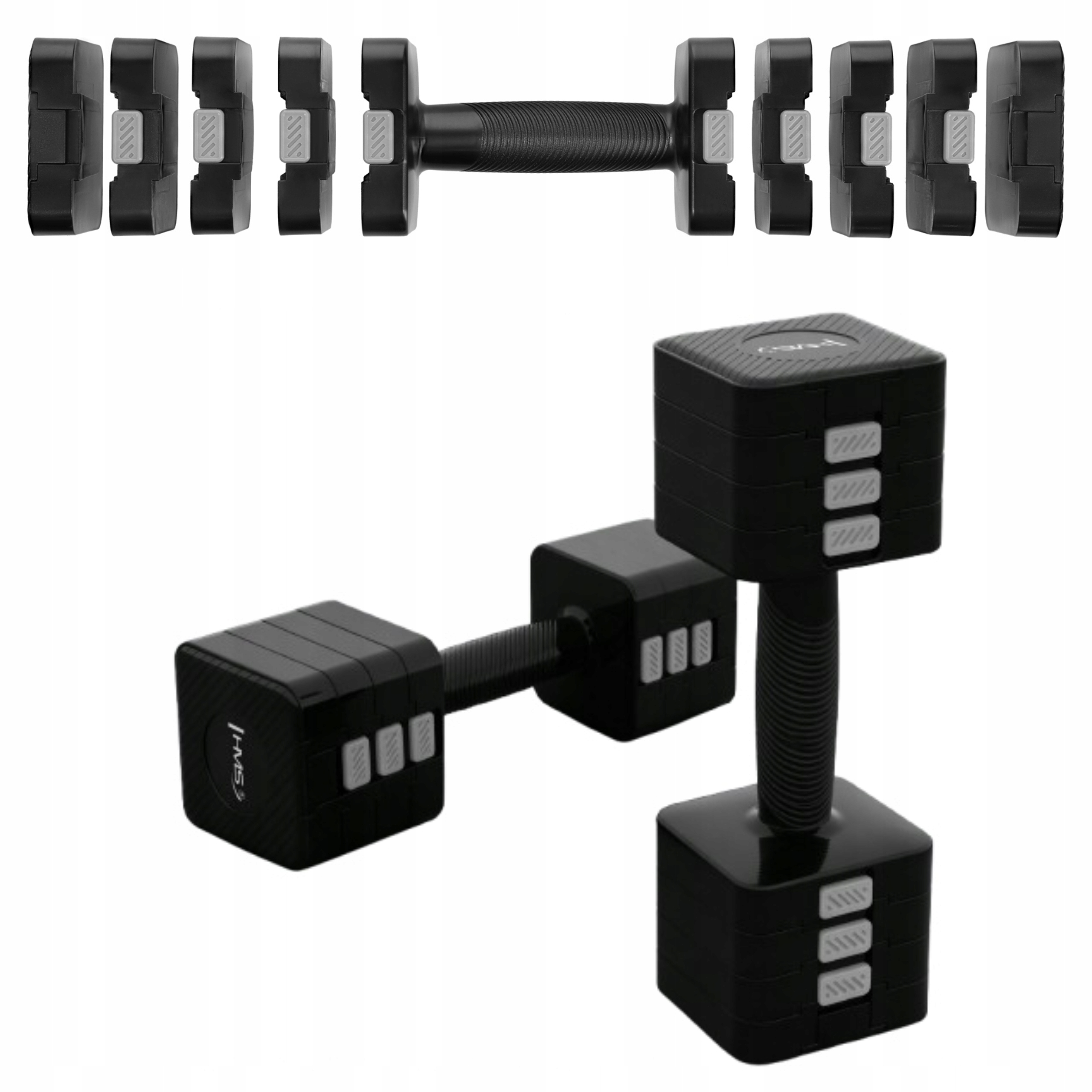 Černé nastavitelné činky Hms 2x5 kg Sada fitness závaží 10 kg