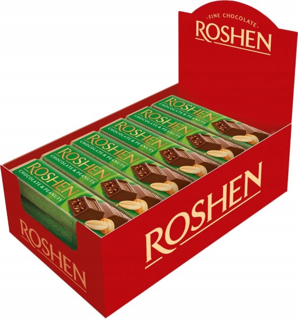 Levně 30 kusů Tyčinka Roshen Chocolate & Peanuts ořechový 39 g