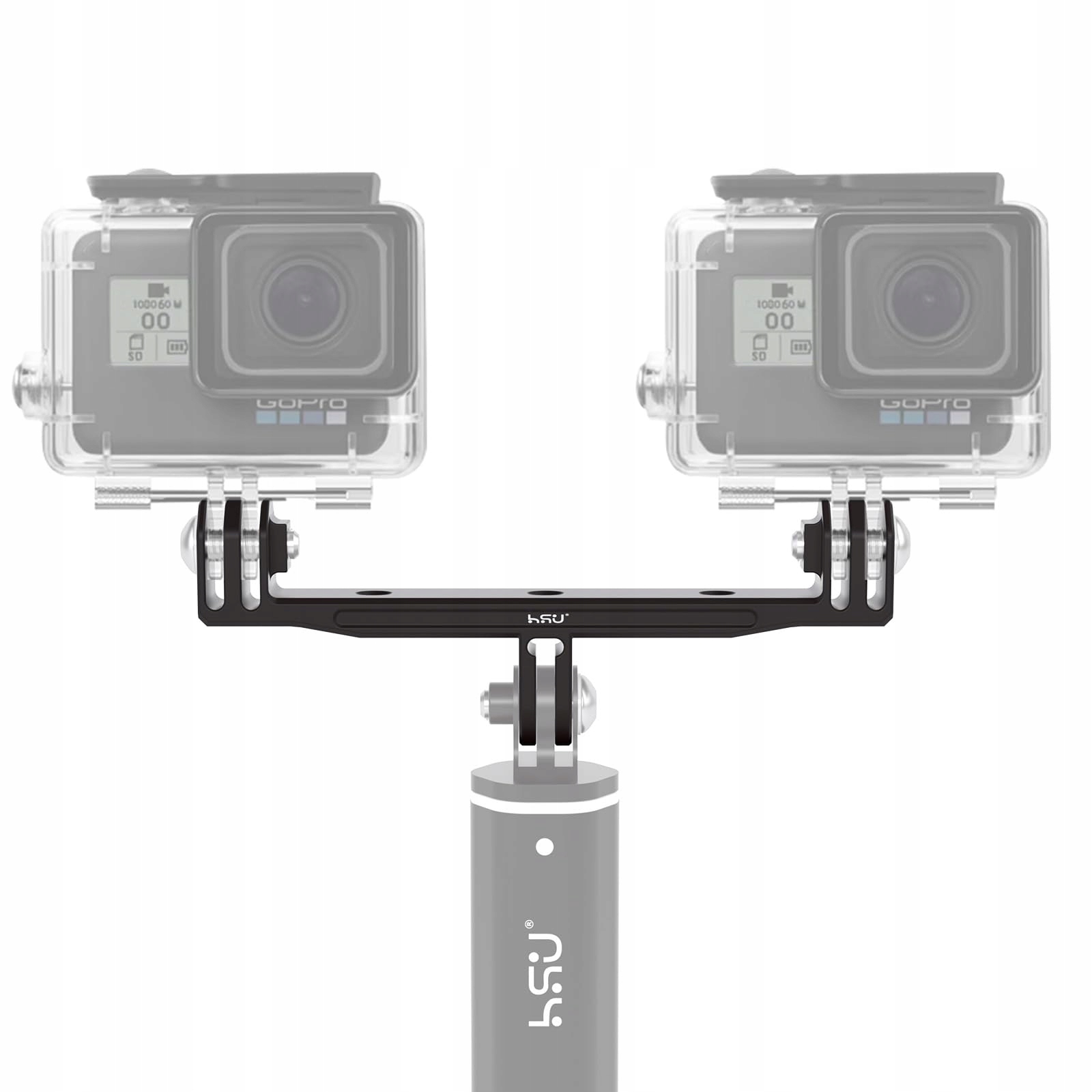 HSU Aluminiowy Podwójny Uchwyt Do GoPro Z Media Mod Lub Obudową Wodoodporną — miniatura 7