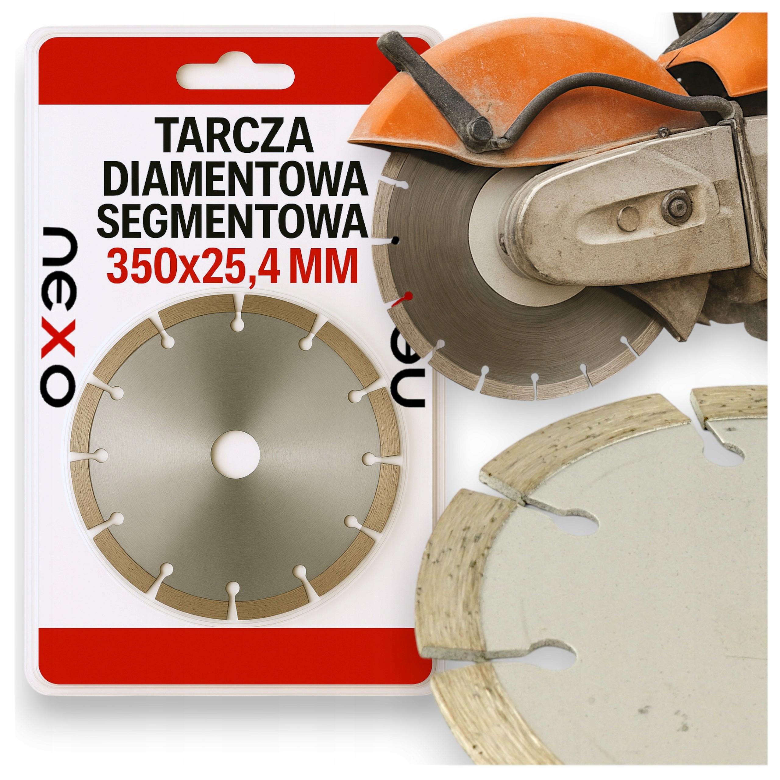 Tarcza Diamentowa 350 MM Do Betonu Cięcia Kostki Segment Segmentowa Mocna
