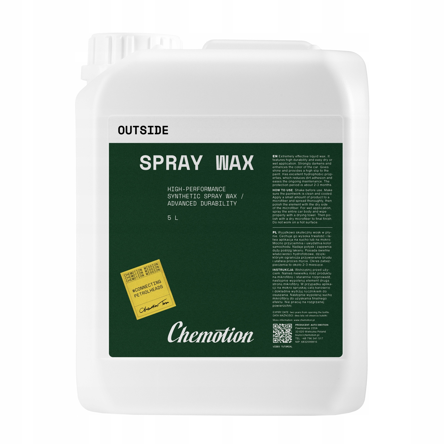 CHEMOTION SPRAY WAX 5000ml syntetyczny wosk w sprayu Stan opakowania oryginalne