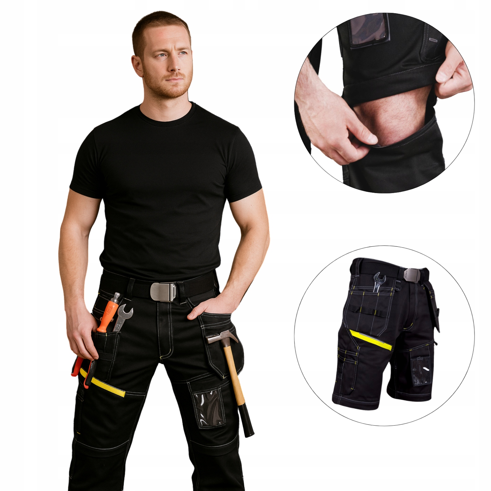 Pánské Pracovní Kalhoty 2v1 S Kolenními Vložkami, Odolné Kapsy vel. 50