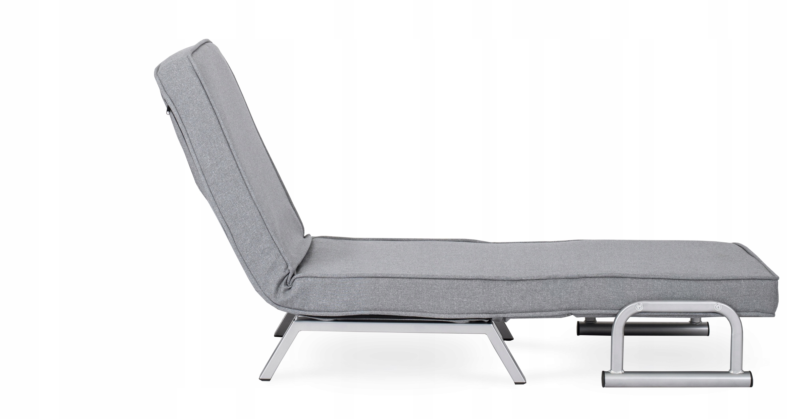 Fotel Jednoosobowy Rozkładany Leżak do Salonu do Spania Leżanka BART Szary Głębokość siedziska 55 cm