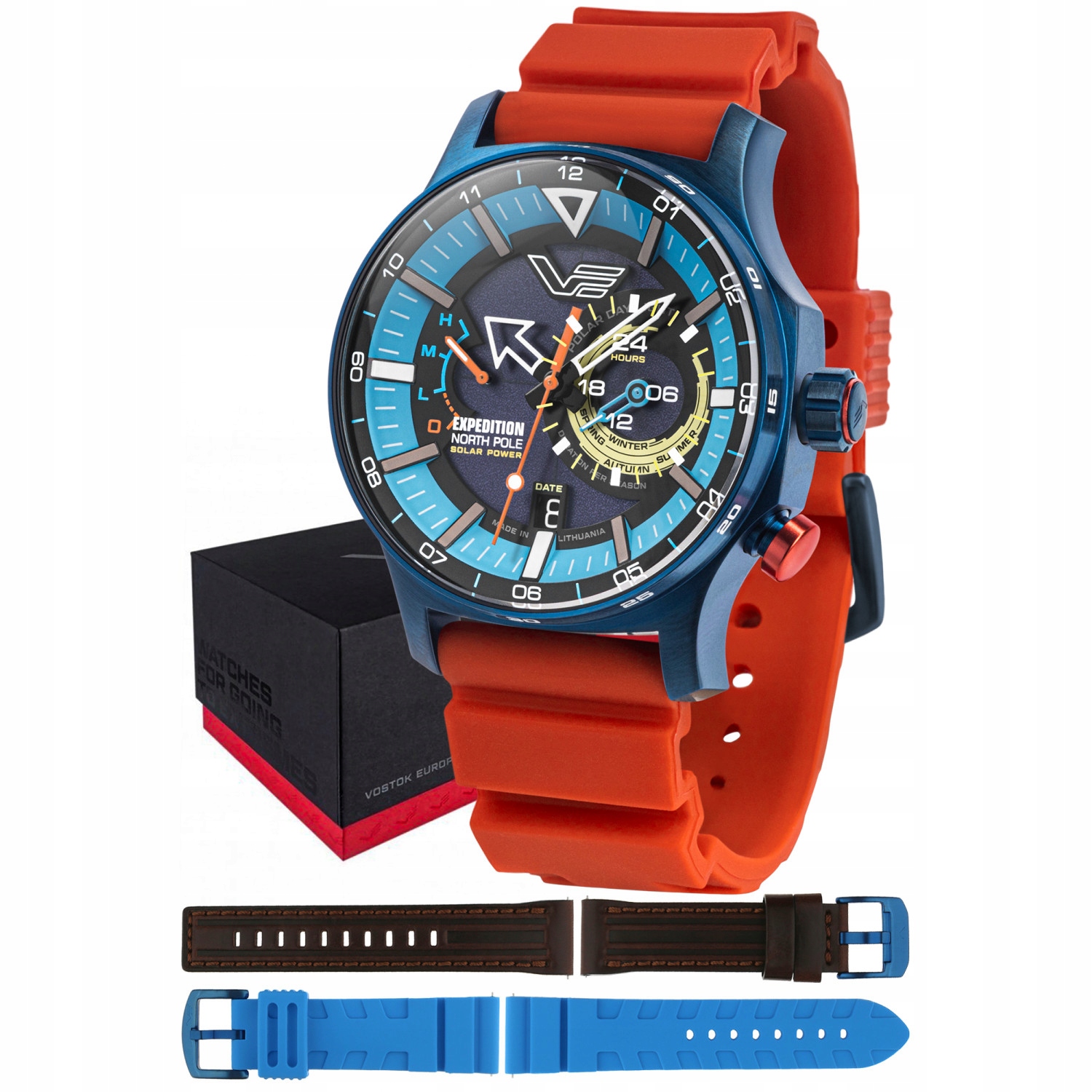 Pánské Hodinky Vostok Europe VS57-595D736SR červený řemínek