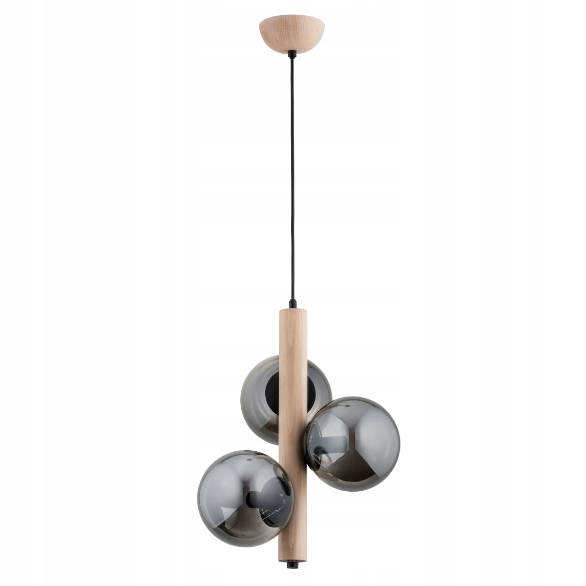 Závesná lampa 3xE14 drevená sklenená guľa Kanet Alfa škandinávsky štýl