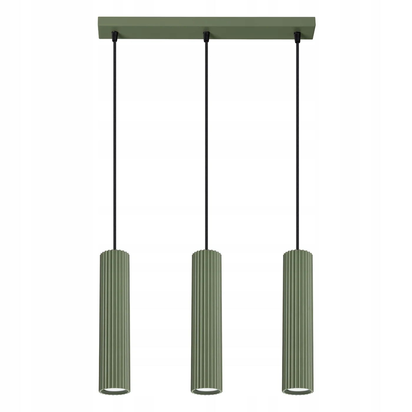 Moderná závesná lampa zelená olivová 3 vrúbkované tuby nad ostrov Sollux